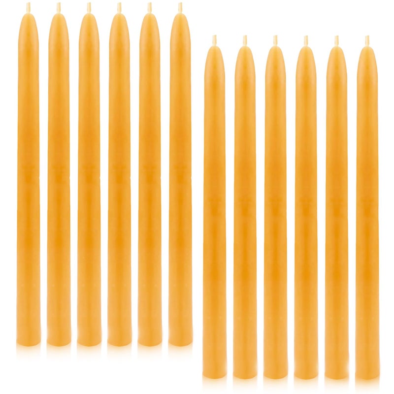 ENCANLIGHT Beeswax Taper Candles  10"" 12Pack Pure Bees Wax Candle Tapered Candles Bulk - Dripless and Smokeless - Long Burning Time for Home Decor  Party - Image 1